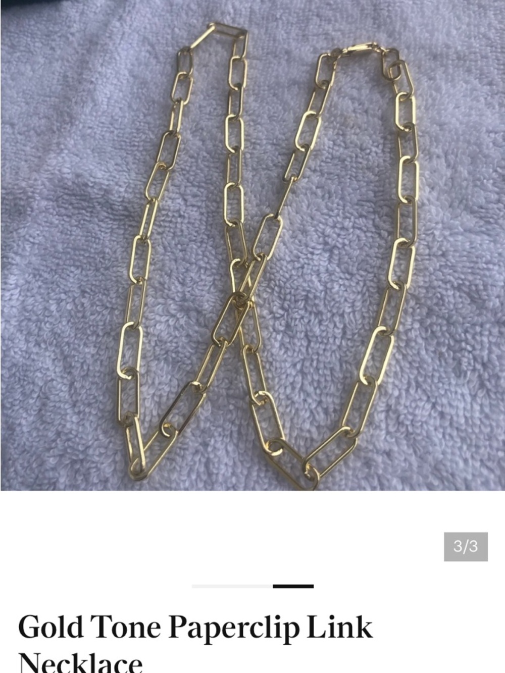 Gold-Tone Paperclip Link Necklace - Women Jewelry size 22 - Picture 3 of 3